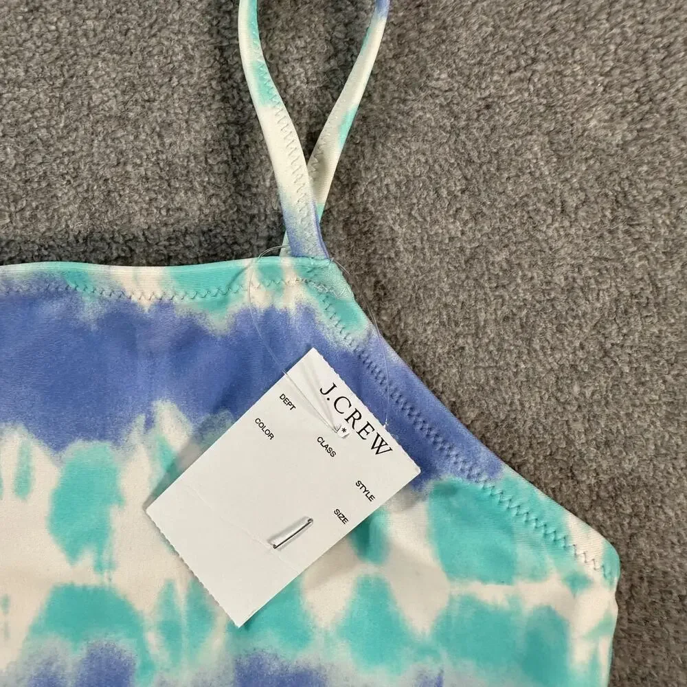 Crewcuts J.Crew Square Neck Bikini Top Swimsuit Girls 8 New Ruffle Hem Blue